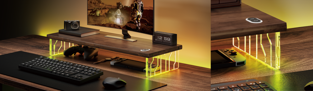 Wood & Acrylic RGB Monitor Risers STB33 Series