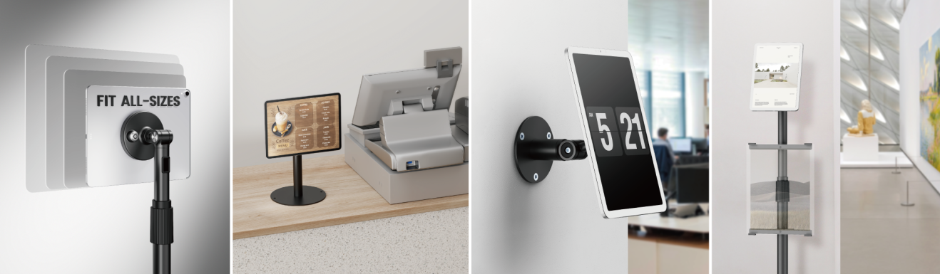 Universal Bezel-Less Anti-Theft Tablet Mounts & Poster Clip PAD40 Series