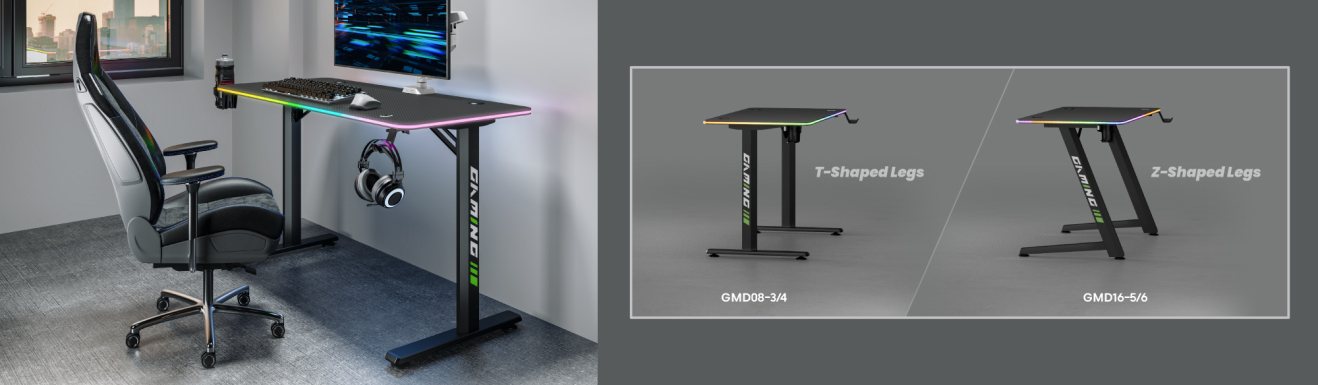 AmbientEdge RGB Lighting Gaming Desks GMD08-3/4 & GMD16-5/6