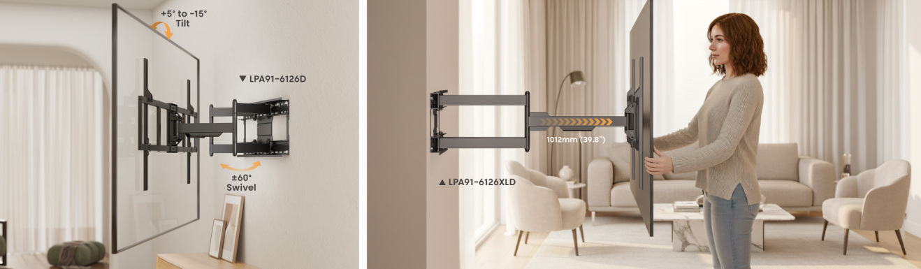 Ultra-Reach Heavy-Duty Full-Motion TV Wall Mounts LPA91 Series