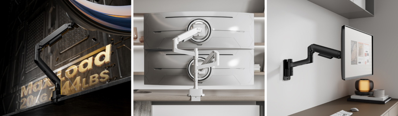 Vigor Heavy-Duty Gas Spring Monitor Arms LDT123 & LDA123 Series 